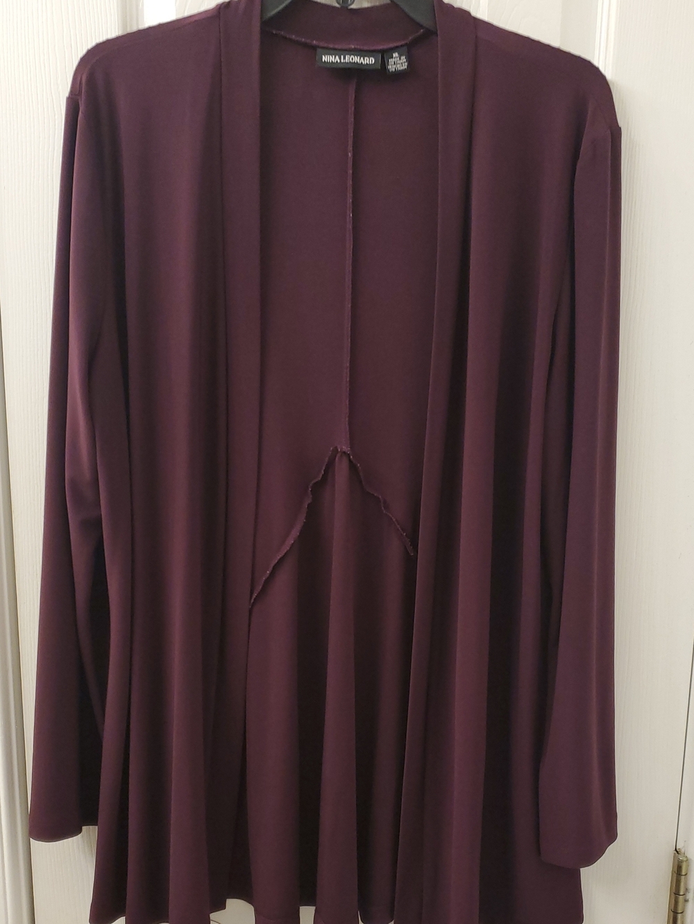 Nina Leonard Plum Open-Front Draped Skirt